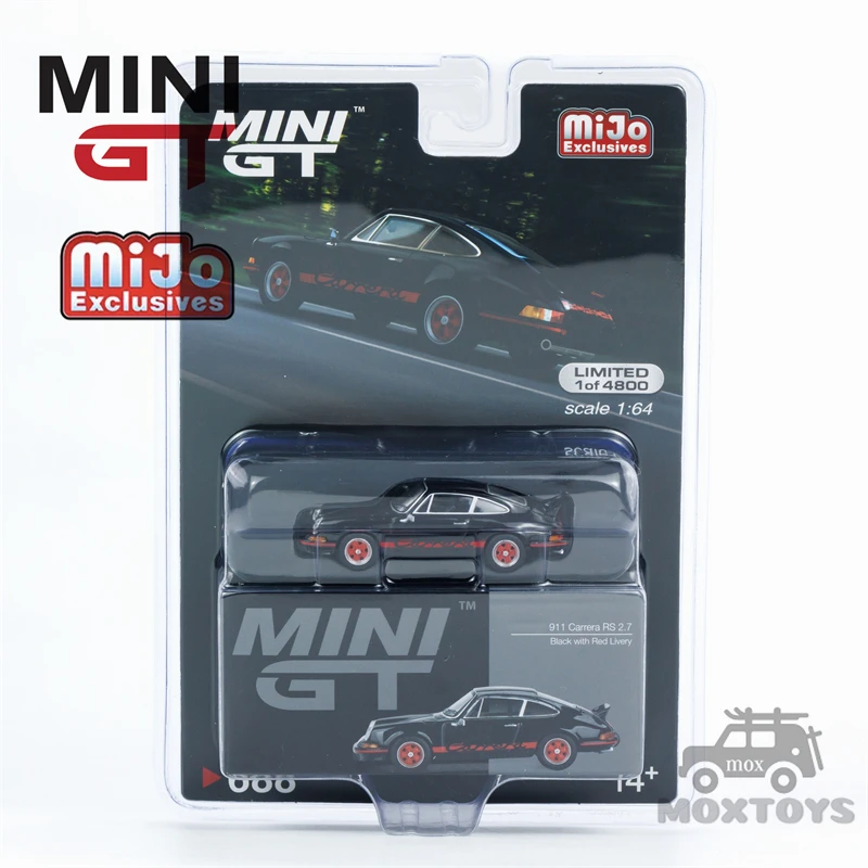 

MINI GT Mijo 1:64 911 RS 2.7 Black with Red Livery LHD Diecast Model Car