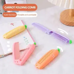 Carrot Foldable Hair Comb Cute Cartoon Anti-Static Folding Comb Detangling Hotel Travel Hair Brush Children