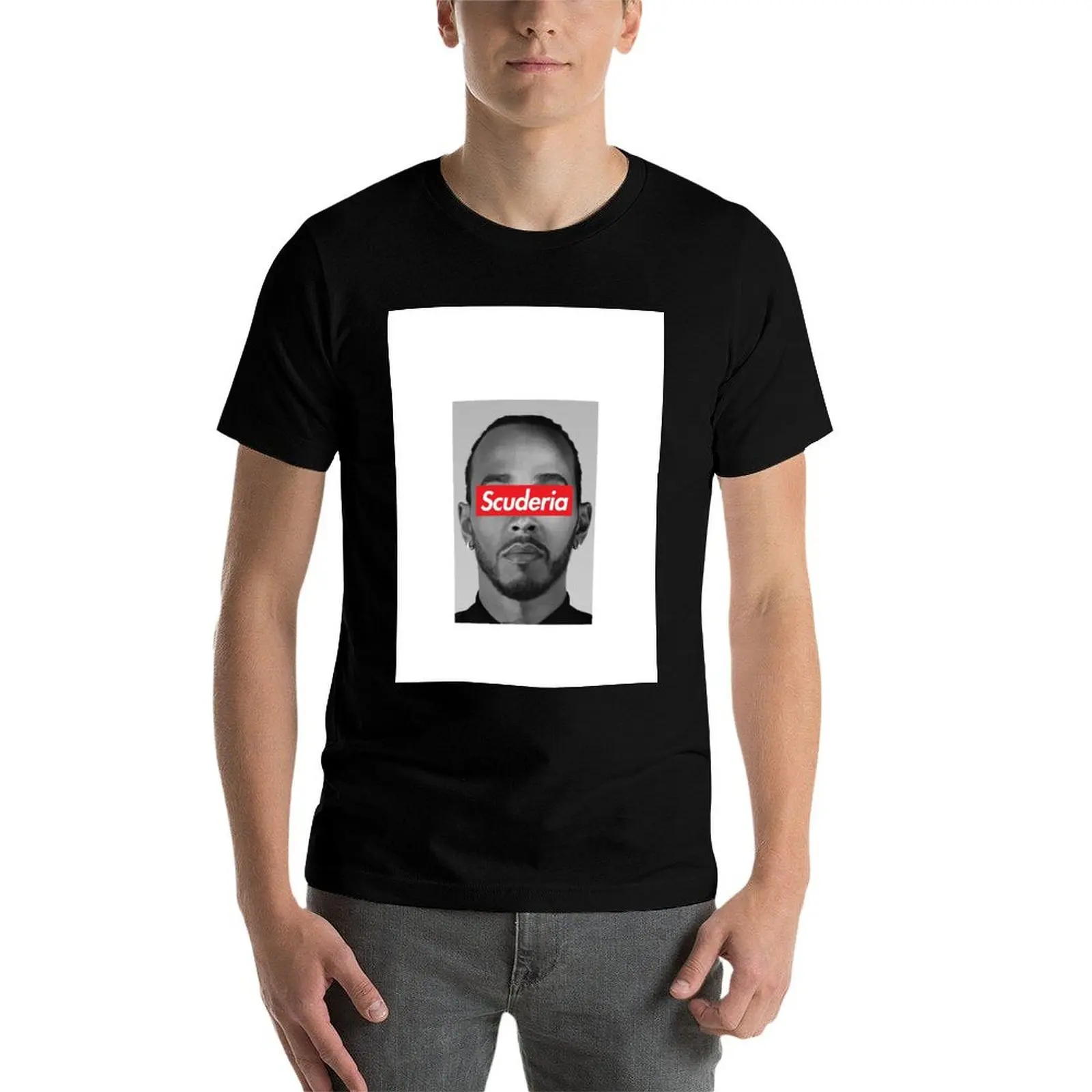 Sir Lewis Scuderia Hamilton (Photo) T-Shirt black cotton t-shirt plain for man package man t shirt graphic T-Shirt - view 3