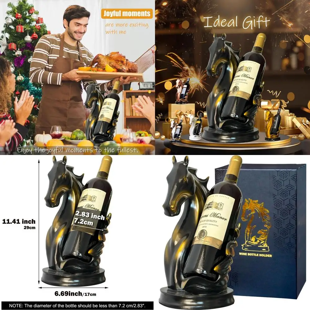 

Tabletop Wine Rack Holder, Stylish Home Kitchen Decor, Storage Organizer for Men & Women (Black)
