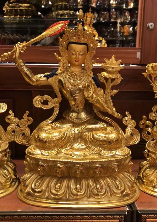 45cm LARGE high grade HOME Altar efficacious Protection Talisman Buddhism gilding Bodhisattva Manjusri buddha COPPER statue A1