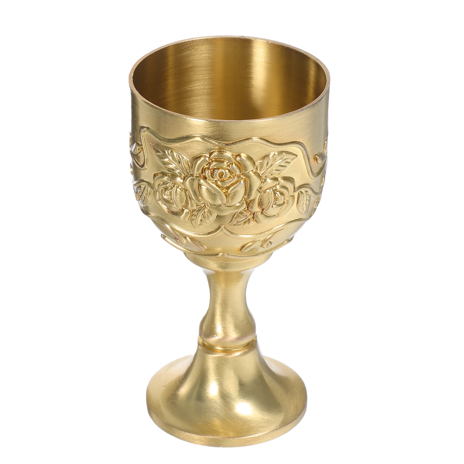 

Vintage European Bronze Metal Goblet Compact High Stem for Whiskey Wine Liquor Wedding Ritual Decorative Drinking Cup