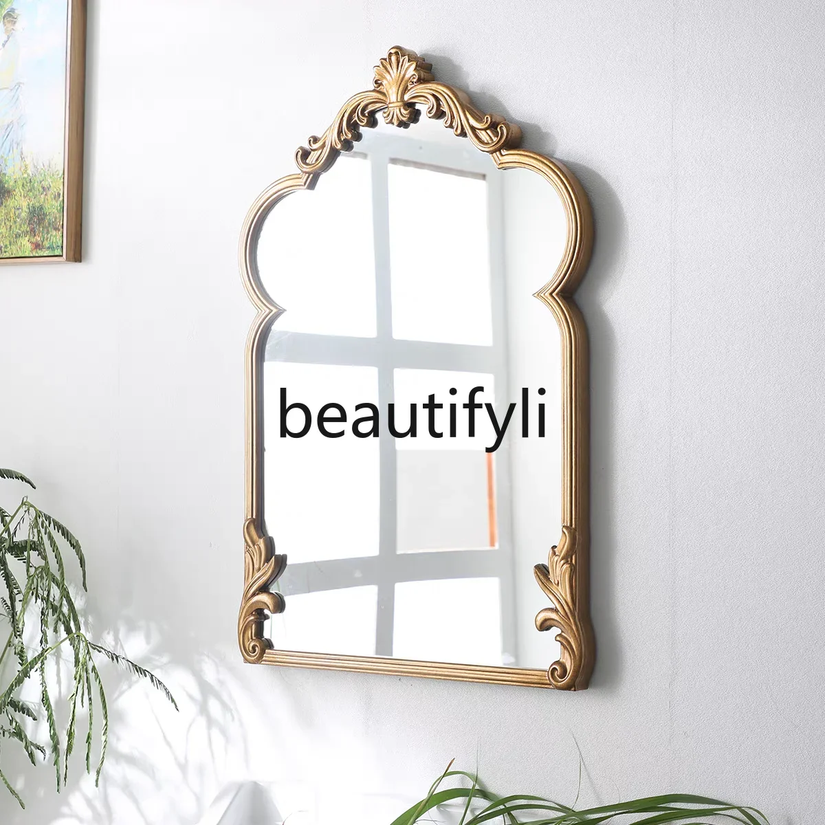 

European entrance special-shaped light luxury art mirror dining side decorative mirror American living room creative mirror B03