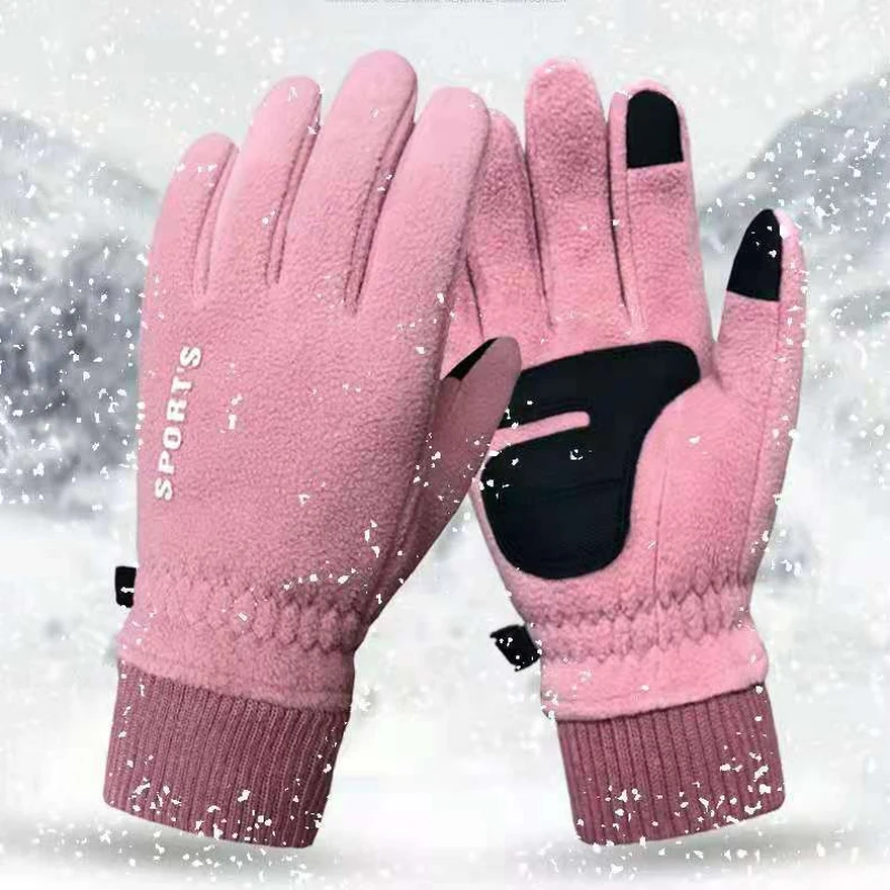 Warm and Comfortable Couple Cycling Gloves Thickened Winter Gloves for Outdoor Sports Such As Running Camping Mountain Climbing