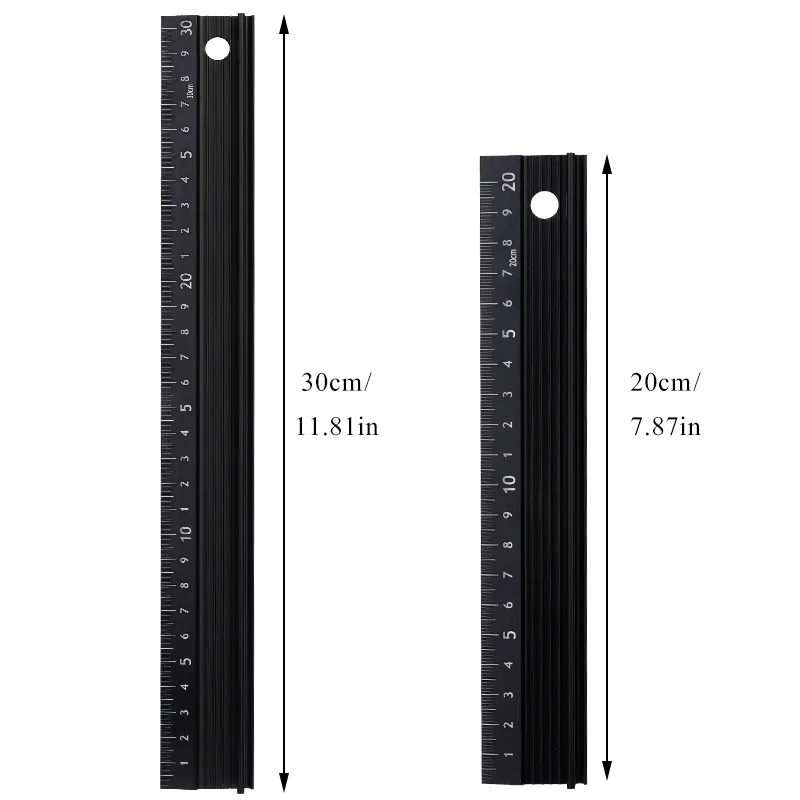 Multi-function Aluminum Alloy Hand Protective Ruler Non-slip Straight Ruler Wood Cutting Straight Ruler Woodworking Ruler Tool