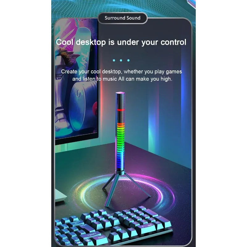 Light Emitting Diode Ambient Audio Spectrum Ambient Music Level Pickup Rhythm Light with App RGB 3D Smart Voice Activation