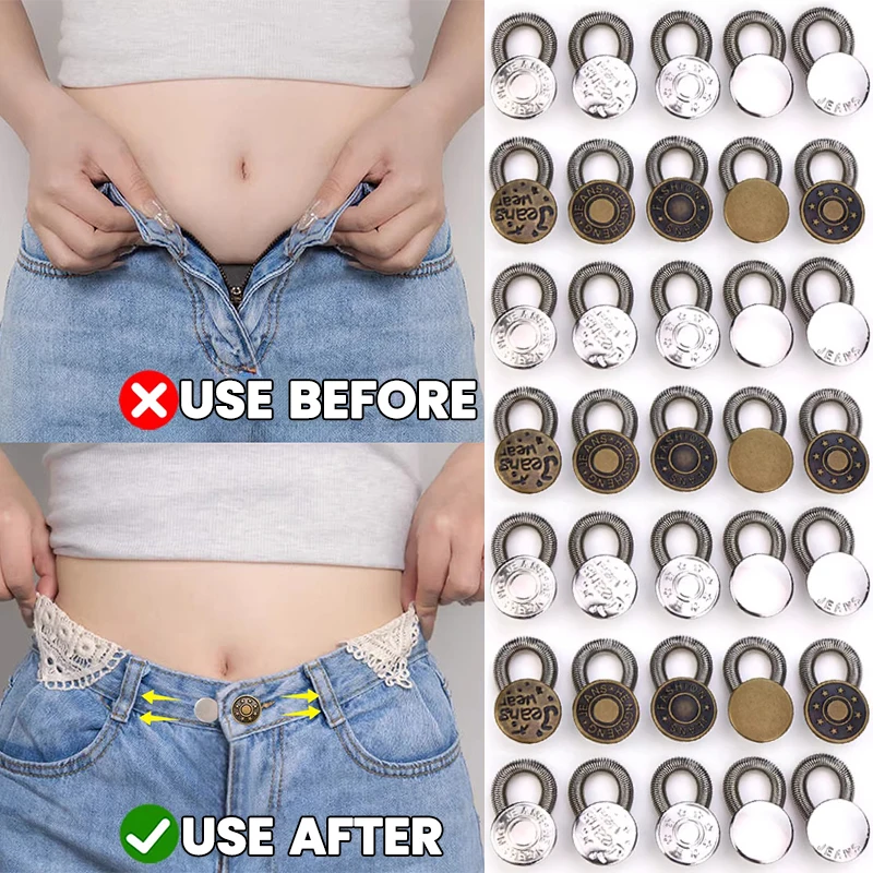 

50 шт., съемные удлинители талии для джинсов «сделай сам», металлические пуговицы, удлинитель для брюк, джинсов, бесплатная швейная пряжка для регулировки талии