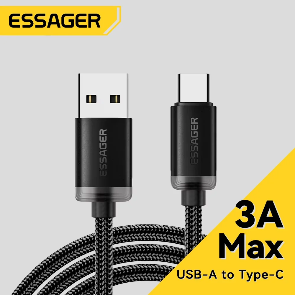 Essager 3A USB Type C Cable USB A To Type C Fast Charging Cables For iPone 15 Samsung Xiaomi Mobile Phone Data Charger Wire Cord