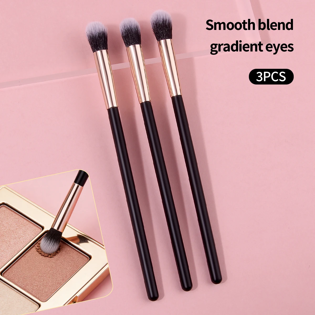 3Pcs Professional Eye Makeup Brushes Set Soft Synthetic Fiber Eyeshadow Blending Brush Small Detail Beauty Cosmetic Tools