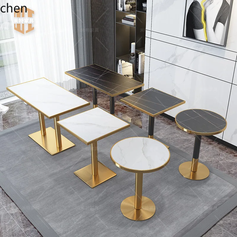 Hxl sintered stone edge small round table - perfect for cafes, snack bars, and cocktail lounges