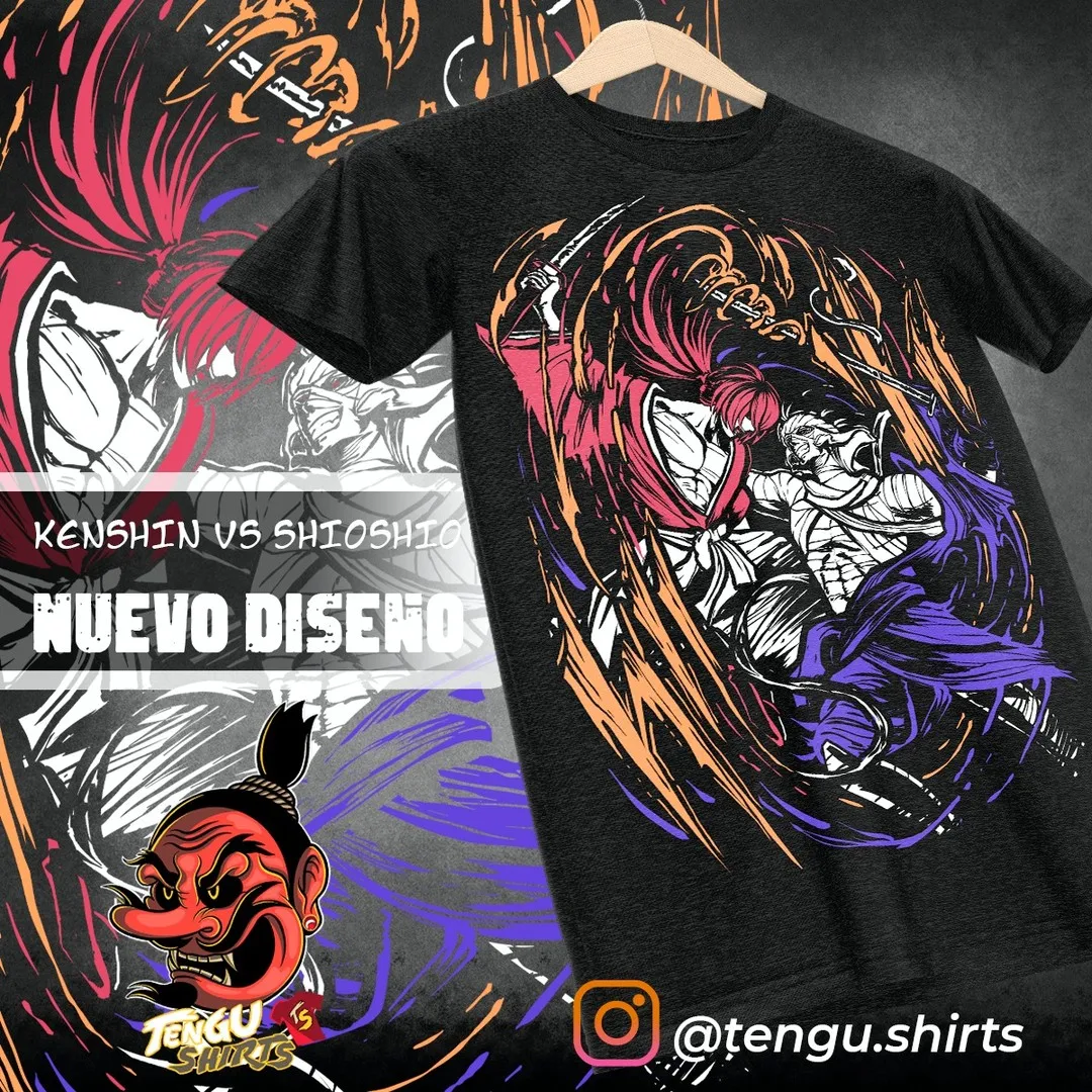 

Футболка Himura Kenshin Ruroun Samurai Kawai Anime Geek Otaku Подарочная рубашка всех размеров
