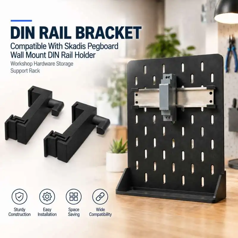 Skadis Pegboard DIN Rail Mount Bracket Wall Hanging DIN Rail Holder Garage Workshop Electric Component Support Rack