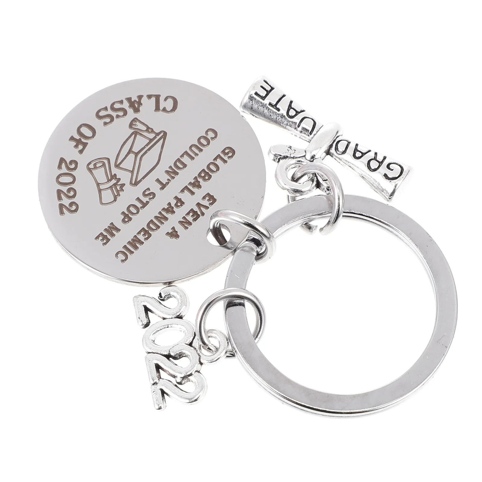 Stainless Steel Keychain Graduation 2022 Key Ring Unique Bag Pendant Decor Functional Key Holder Commemorative Gift for Students