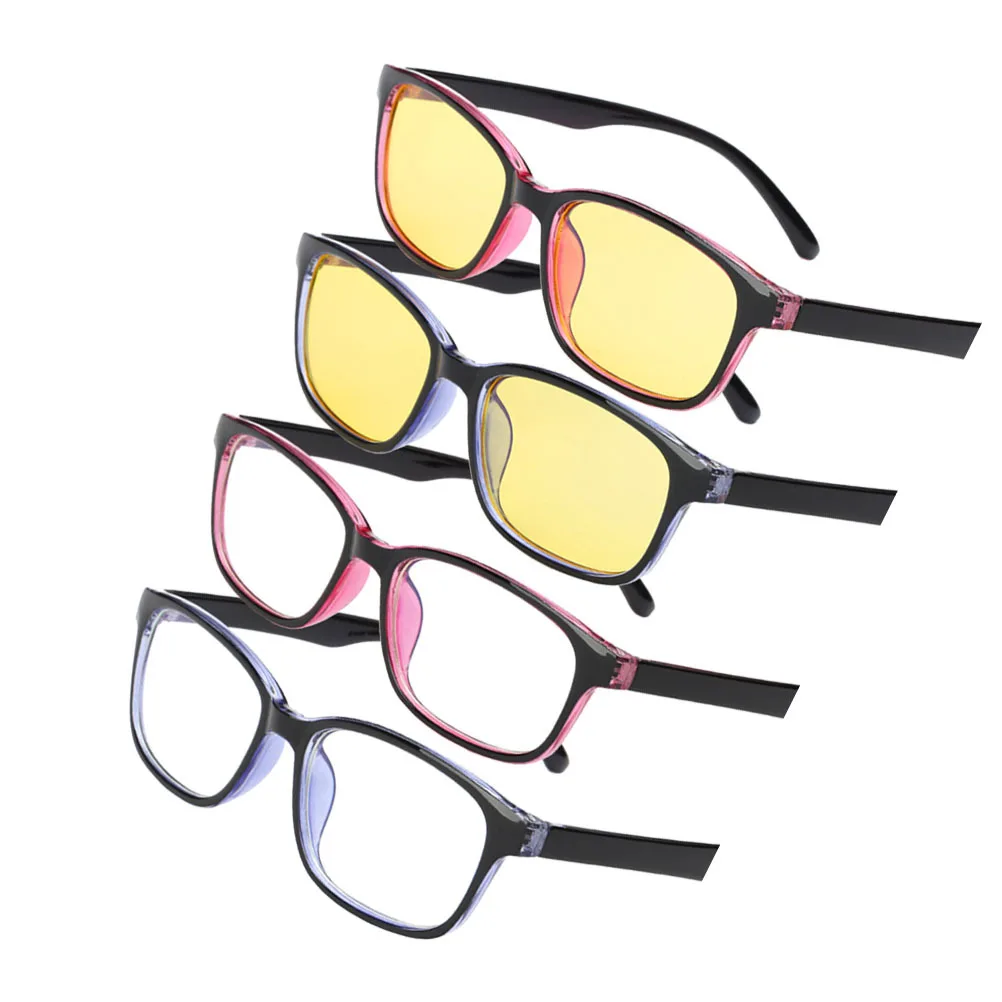 4 قطع نظارات مضادة للضوء الأزرق، 4 أنماط، عدسات شفافة صفراء، إطار كمبيوتر خفيف الوزن لحماية الكمبيوتر للجنسين #1