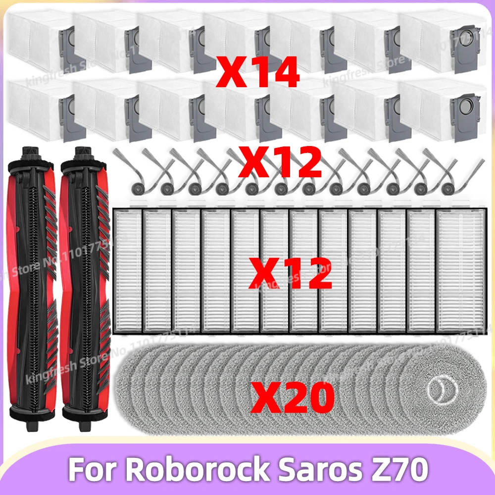 متوافق مع (Roborock Saros Z70) قطع غيار مكنسة فرشاة رئيسية/جانبية فلتر HEPA قطعة قماش كيس غبار ملحقات بديلة #1