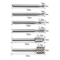 Kit de brocas de enrutador HSS, herramienta rotativa de rebabas, fresado de tallado de Metal y madera, herramientas de corte tallado para carpintería, 6 piezas por juego