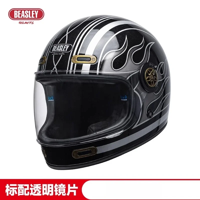 

BEASLEY Vintage Full Helmet Motorcycle Men's Helmet Women's Summer Cruise Locomotive FRP casco moto cascos para moto