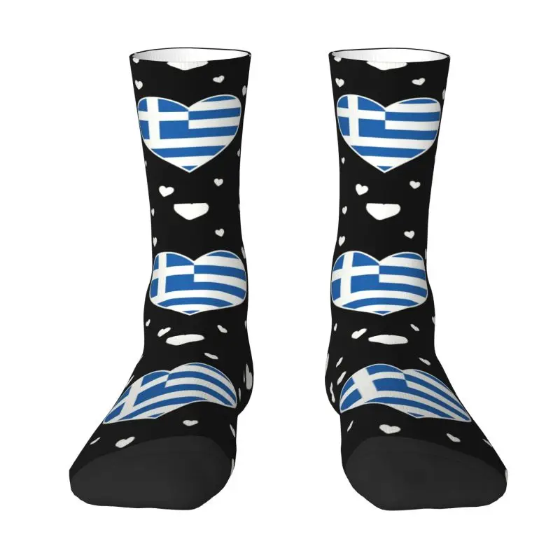 

Greece Love Flag Heart Designs Dress Socks Men's Women's Warm Fashion Novelty Crew Socks