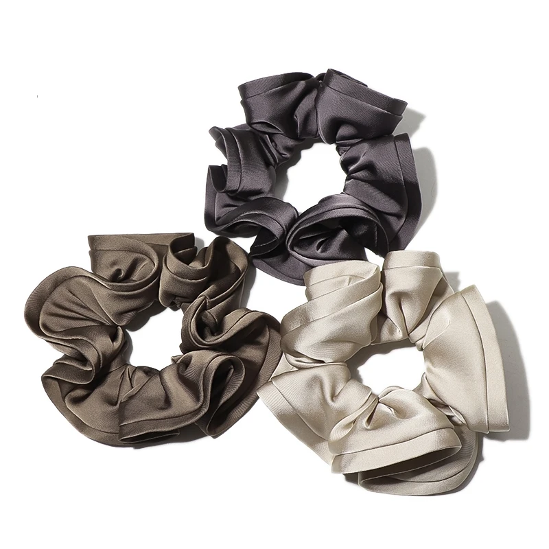 Hair Scrunchies for Girls and Women Satin Silk Elastic Hair Band Pony Hair ties Ruffled Edgae Hair Accessories French Fashion