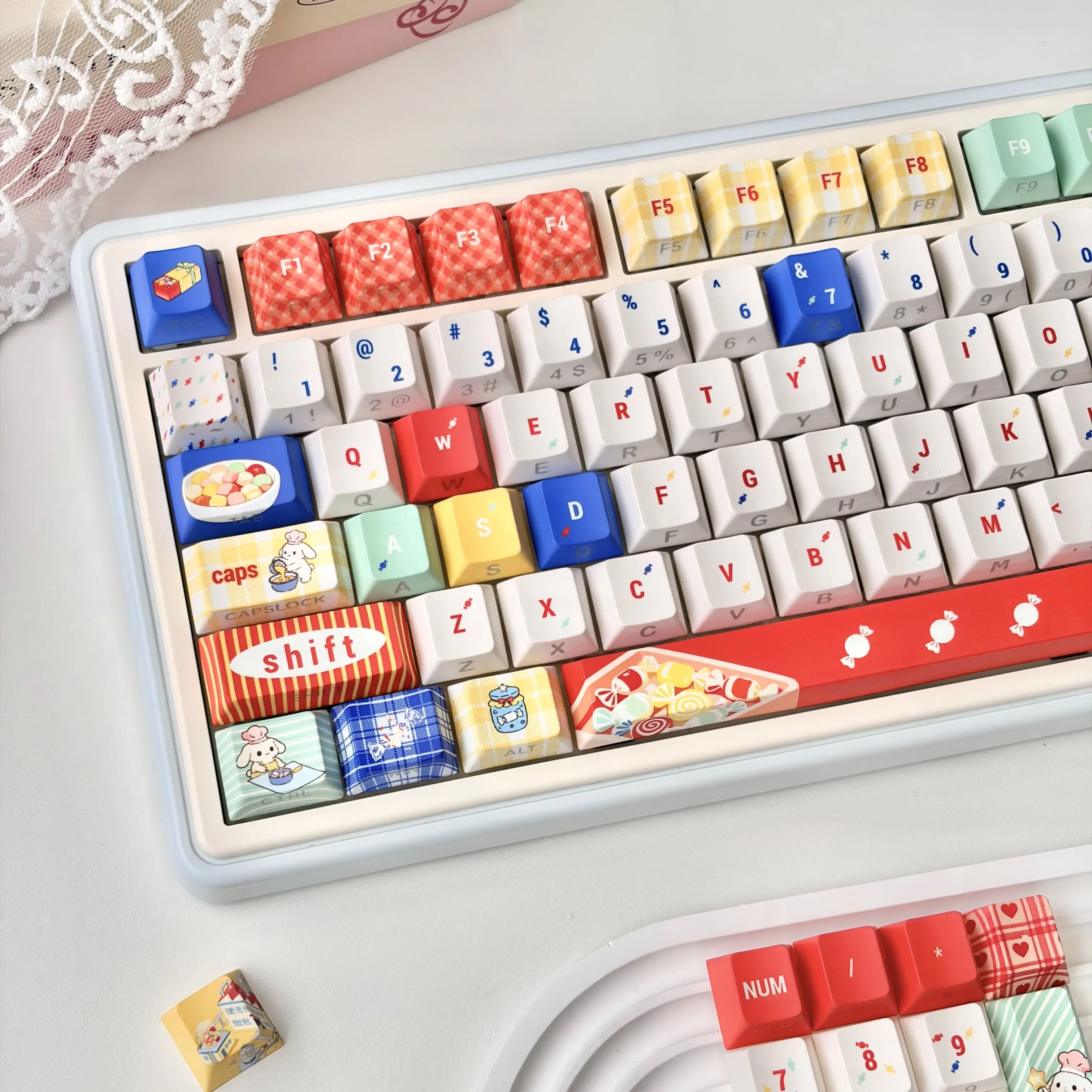 MAIMOOO Keycap Milk Candy Rabbit Keycap White Side Engraved Translucent Cherry Pbt Heat Sublimation Keycap