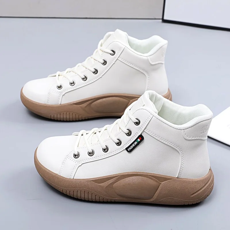 CINESSD Version of High-top Shoes for Female Students Trend of Casual Running Shoe Comfortable Lace-up Sneakers Female Shoes