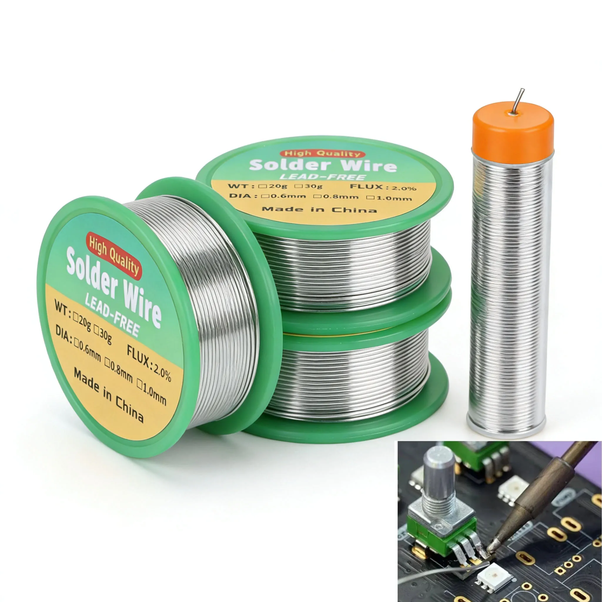 

8g/20g/30g/50g low melting point lead-free solder wire coil sn99.3/cu0.7 high purity Soldering Wire Rosin Core Tin 0.8mm 1.0mm
