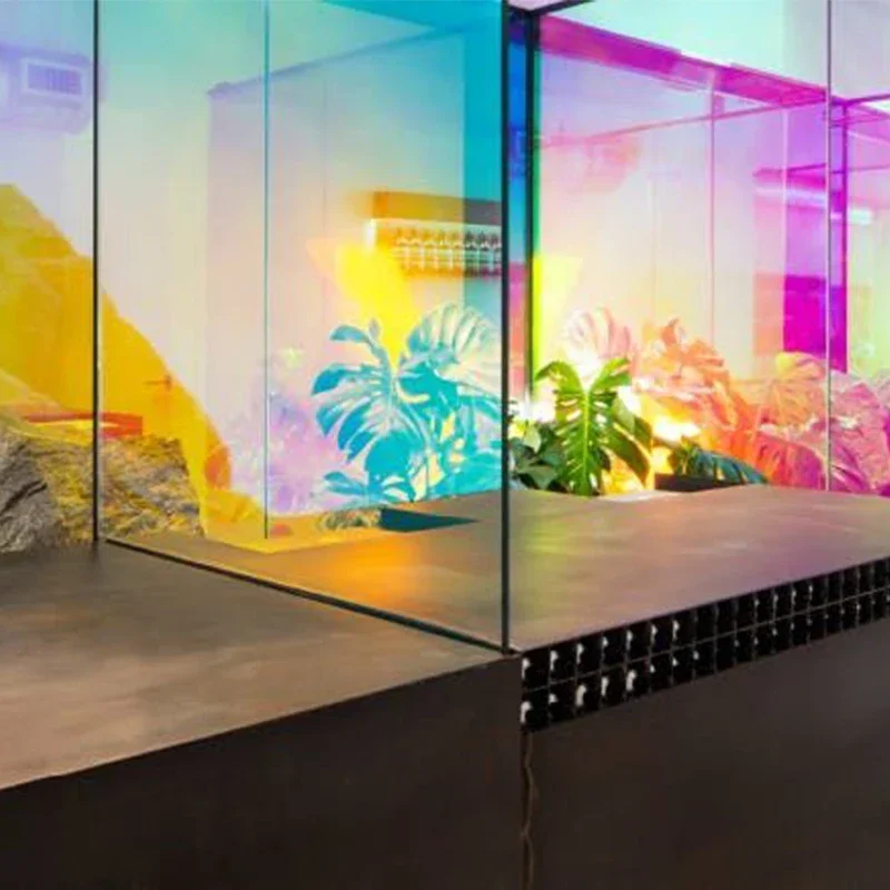 2025/новый стиль, материал для домашних животных, самоклеящаяся декоративная пленка из дихроического стекла для магазина, размер стекла 1,52*30 м, Vlt70%, ослепительный синий режим