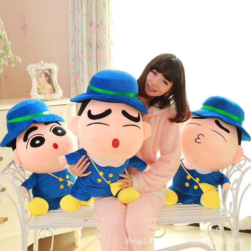 75CM Big Size Cartoon Cute Crayon Shin-chan School Uniform Version Stuffed Animal Plush Toys for Children Birthday Gift