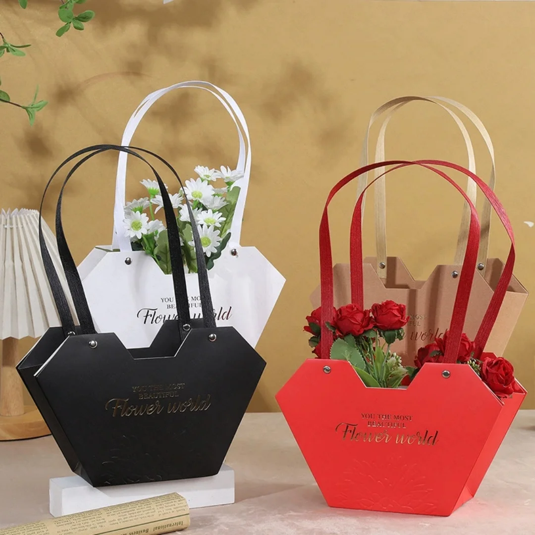 Flower Gift Box with Handle Fresh Flower Packaging Box Valentine's Day Mother's Day Bouquet Box DIY Floral Arrangement Supplies