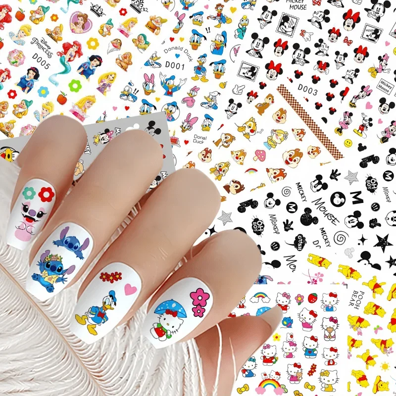 

1PCS Miniso Disney Anime Nail Art Stickers Cartoon Mermaid Princess Mickey Minnie Donald Duck Stickers DlY Sliders For Nails