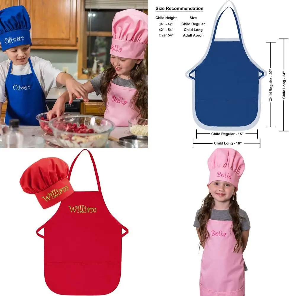 

Детский фартук и шапочка с вышивкой на заказ, сделанные в США, для малышей и детей, с именем