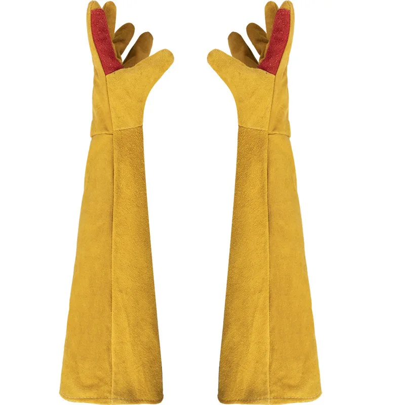 

60Cm welder gloves lengthened cowhide welding gloves fireproof wire thickened long temperature resistant heat insulation