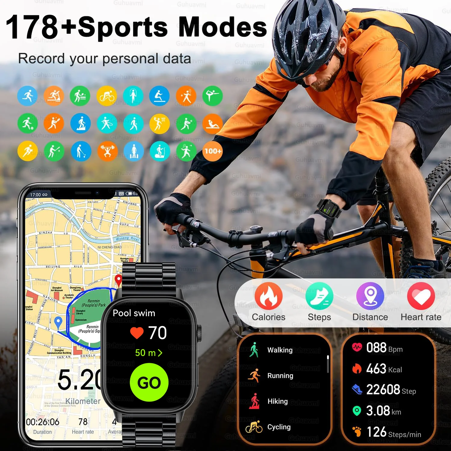 2025 New GPS&Beidou Satellite Positioning Smart Watch Outdoor Sports Compass IP68 Bluetooth Call Military Smartwatch For HUAWEI