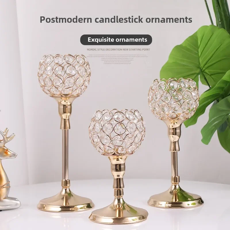 Crystal Candle Holder Furniture for Display Romantic Wedding Decoration Candelabrum Home Dining Table Candlelight Dinner