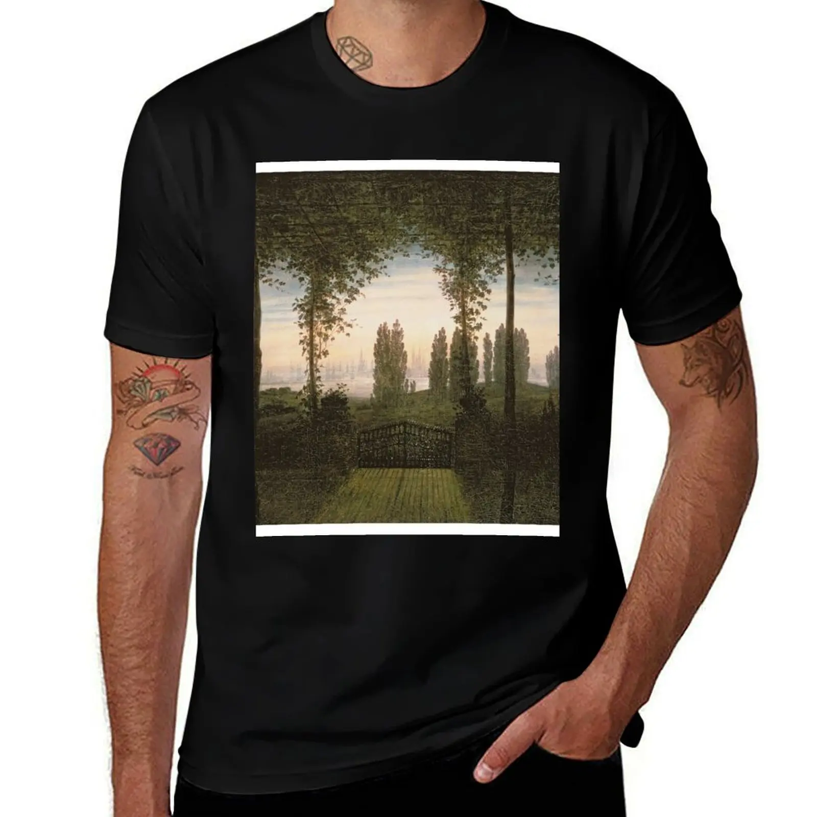 Caspar David Friedrich - Remembrance Of Johann Bremen T-Shirt Plus Size Simple Casual Top T-Shirt
