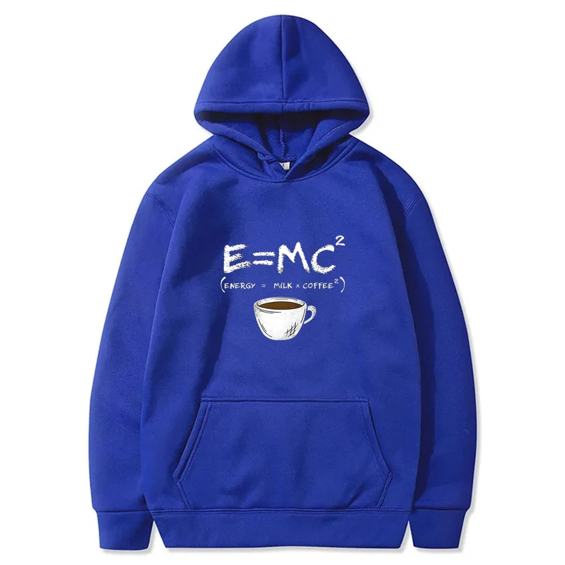 Energy=Milk+Coffee Printed E=MC2 Funny Hoodie Men's Loose Oversized Hoodies Fashion Casual Sweatshirt Street Hip Hop Hoody Man