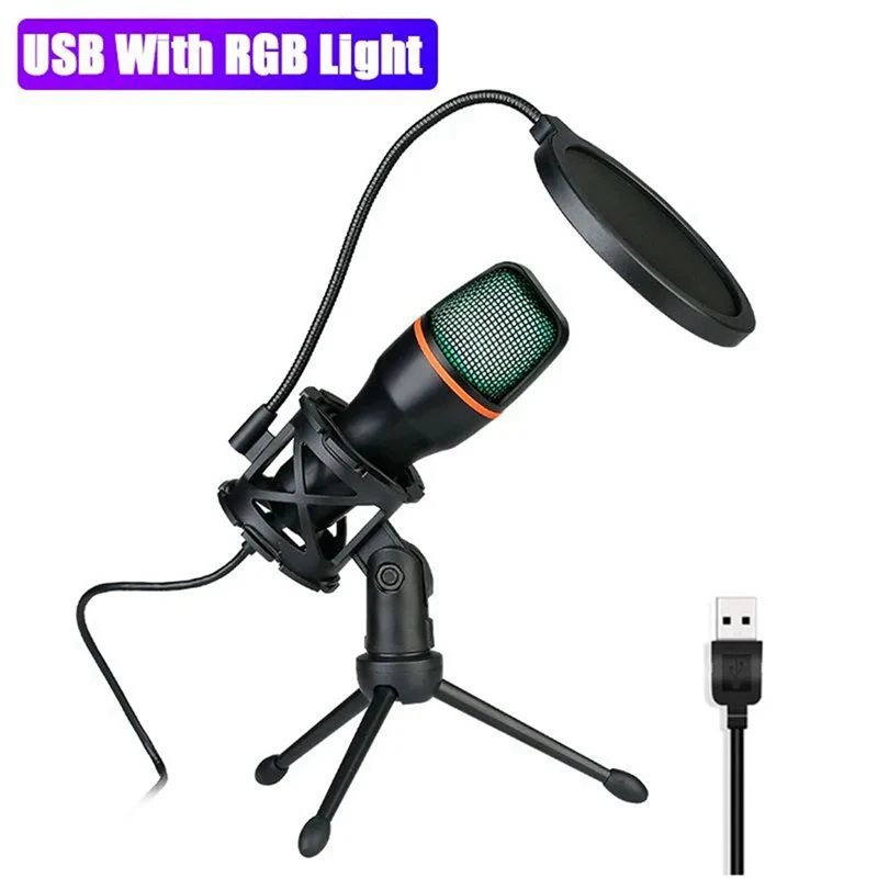 Professional USB Condenser Microphone Live Streaming Microphone for PC Laptop Video Games Podcasts B-A13G