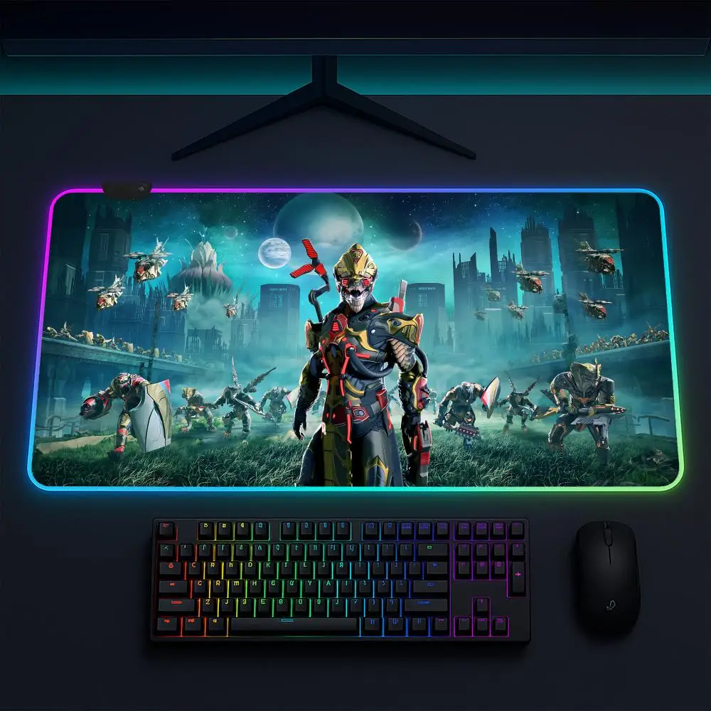 سجادة ألعاب Skyforge Mouse Pad، مضاءة بإضاءة LED، قاعدة غير قابلة للانزلاق، مقاومة للماء، وسادة مكتب كبيرة، سطح ناعم
