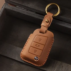 Leather Car Key Case Cover Fob For VW Volkswagen Polo Tiguan Passat B5 B6 B7 Golf MK Jetta Skoda Kodiaq Superb Octavia Seat Etc
