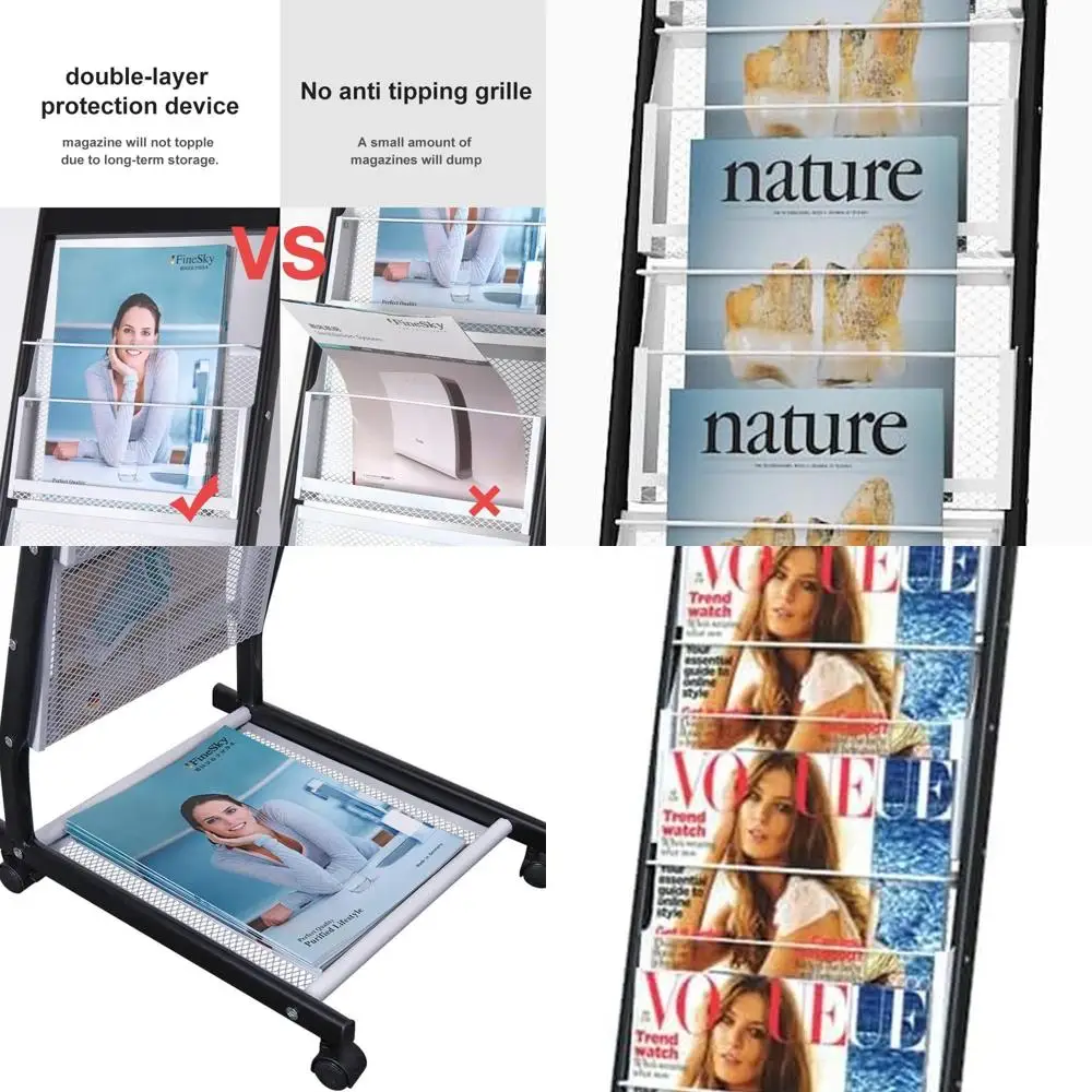 

Mobile 6-Tier Literature Rack with Wheels for Office and Reception Area