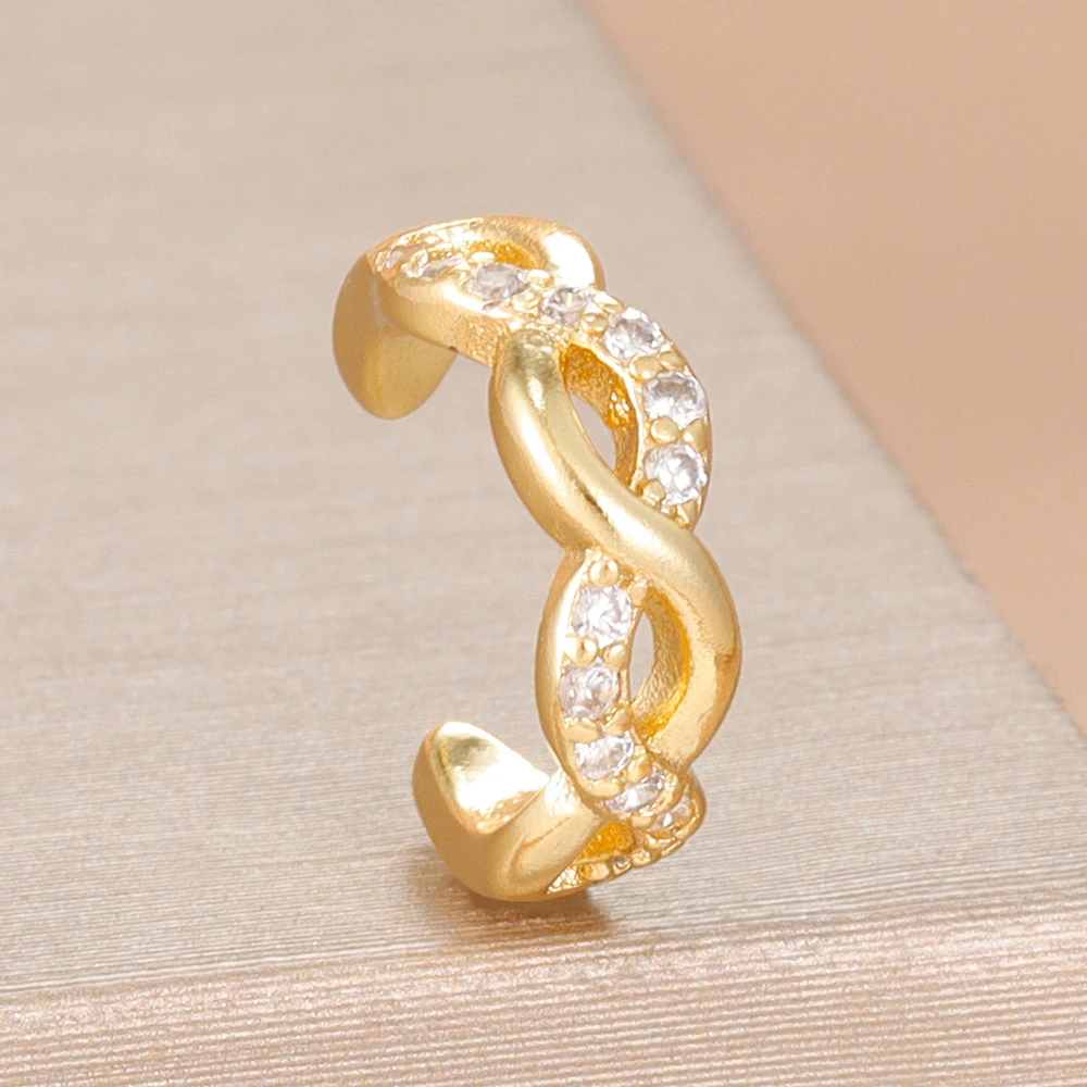 1PC Light Luxury Fashion False Perforation Ear Clip For Women 14K Gold Plated Zircon Ear Cuff 2026 Hypoallergenic Jewelry Gift
