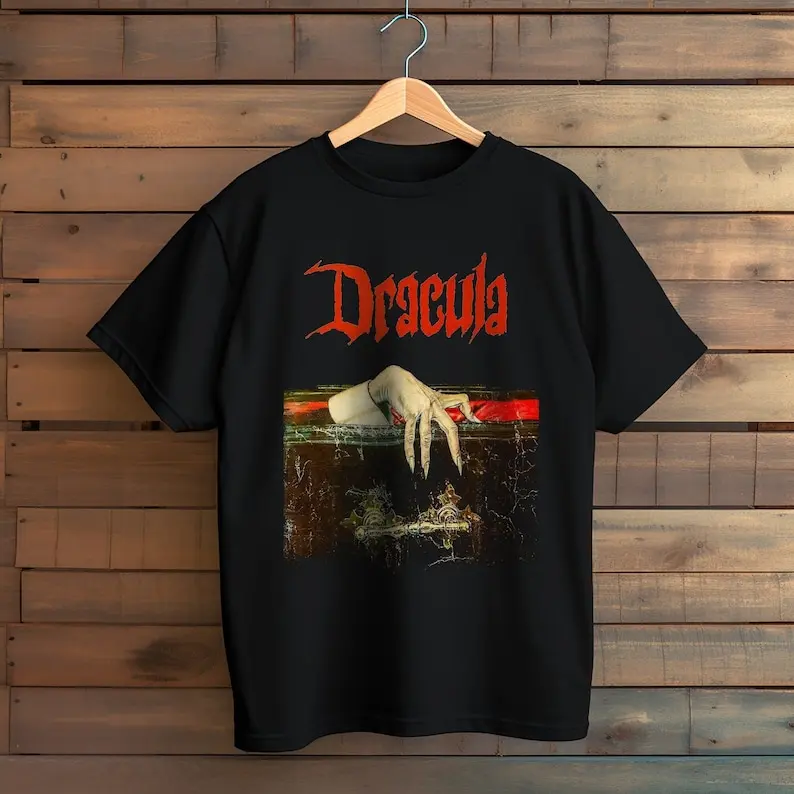 Verano Vintage Drácula clásico Horror Halloween algodón manga corta Camiseta hombres mujeres Casual cuello redondo ropa de calle cómoda