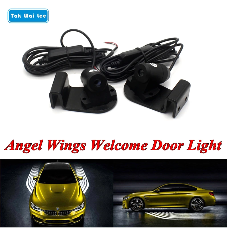 

Tak Wai Lee 2Pcs LED Angel Wings Welcome Shadow Decorative Light Car Styling Laser Projector Carpet Door Warning Atmosphere Lamp