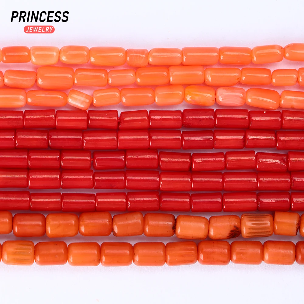 Hot Sell Coral Tubular Beads 3*5mm 4*5mm Loose Gemstone Beads for Jewelry Making Wholesale Crystal Beads DIY Accessories