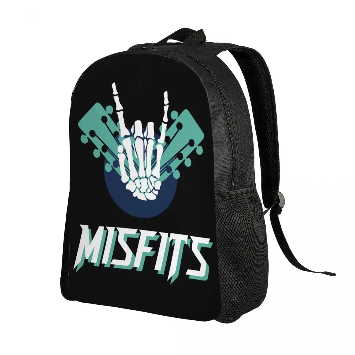 Custom Rock Band Misfits Skull Backpack for Men Women School College Student Bookbag Fits 15 Inch Laptop Heavy Metal Bags