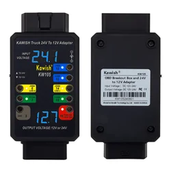KAWISH 24V to 12V Heavy Duty Truck Adapter for X431 for Truck Converter Heavy Duty Vehicles,And OBD Breakout box Function KW105