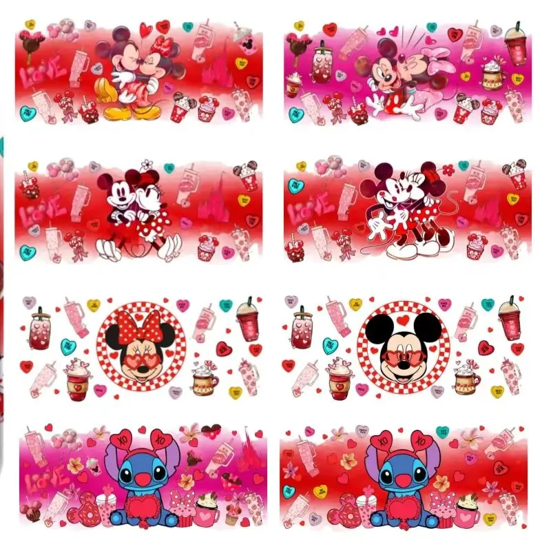 

Funko Mickey Minnie Transfer Sticker 16OZ UV DTF Cup Wrap Valentine's Day For 16oz Libbey Glass Can DIY Waterproof Cup Stickers