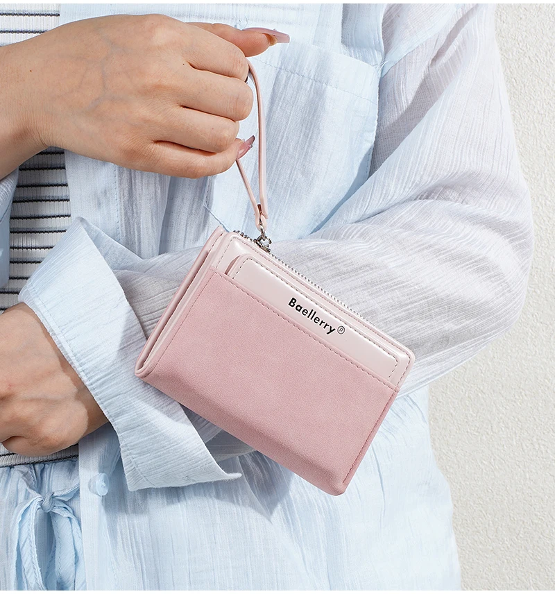 Neue Damen-Geldbörsen mit großem Fassungsvermögen, kurzer Kartenhalter, Damen-Geldbörse mit Reißverschluss, Münzfach, Fotohalter, einfache Geldklammern für Mädchen – Detail 23