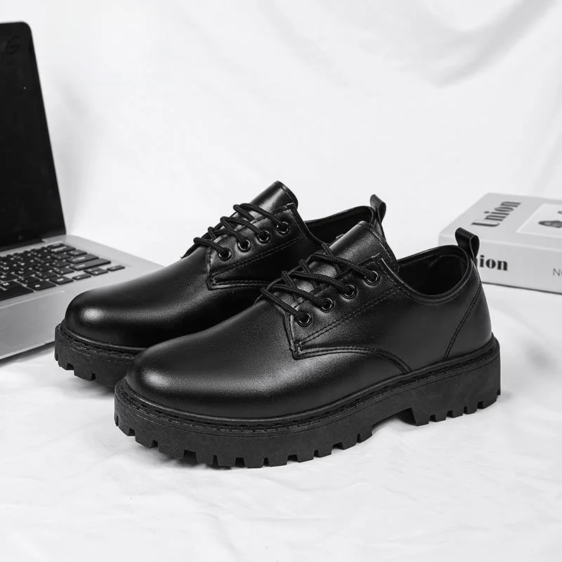 

Мужские туфли-оксфорды черные повседневные кожаные с увеличенной высотой подошвы для студентов и деловых людей, в британском стиле, летняя новинка