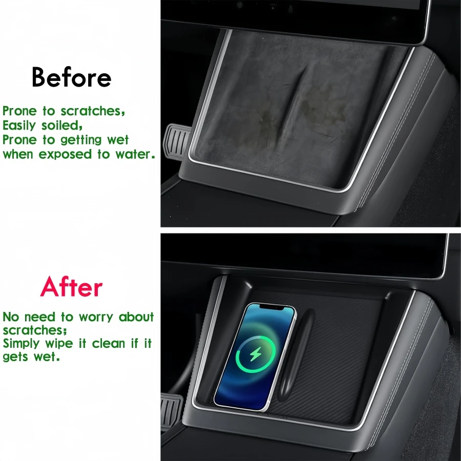 Silicone Wireless Charging Mat For Tesla Model Y Juniper 2025 2026 Model 3 Highland  Center Console Anti-Slip Protector Pad Wire image 6